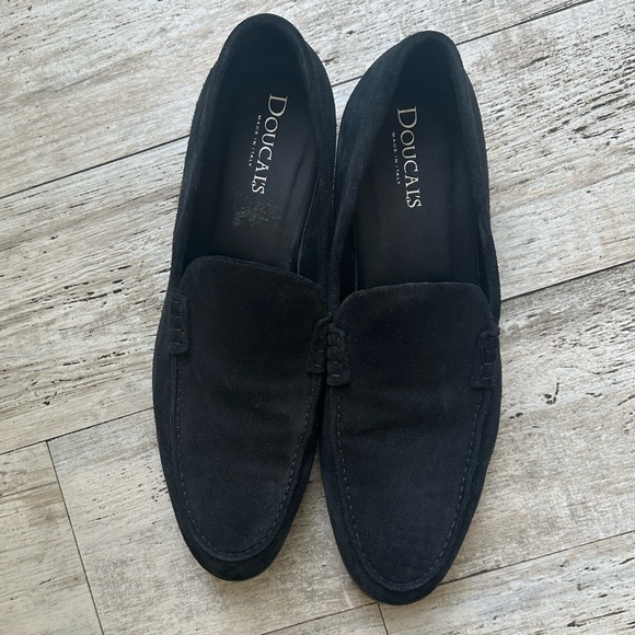 Doucal's Men Navy Suede & Leather Loafers Sleek Slip-Ons Made in Italy 45/12